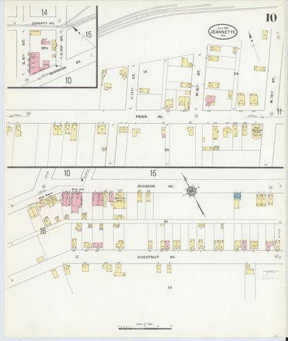 Sanborn Fire Insurance Map from Jeannette, Westmoreland County, Pennsylvania (1910), Sheet #0010 - Complete Map Set gallery image, historic Sanborn map, vintage wall art, Pennsylvania Pennsylvania