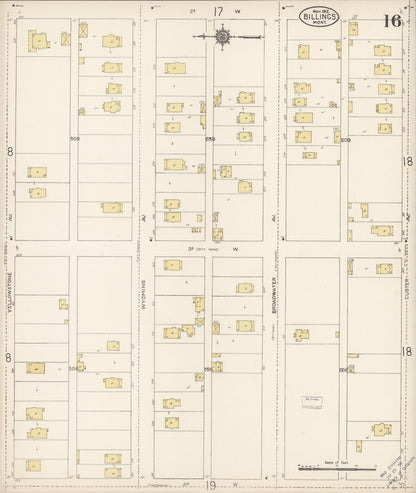 Sanborn Fire Insurance Map from Billings, Yellowstone County, Montana (1912), Sheet #0016 - Complete Map Set gallery image, historic Sanborn map, vintage wall art, Montana Montana