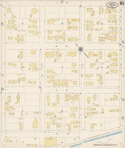 Sanborn Fire Insurance Map from Hoquiam, Grays Harbor County, Washington (1916), Sheet #0016 - Complete Map Set gallery image, historic Sanborn map, vintage wall art, Washington Washington