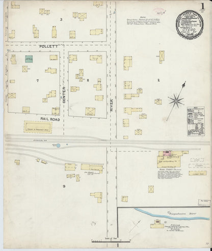 Sanborn Fire Insurance Map from Otego, Otsego County, New York (1891), Sheet #0001 - Historic Sanborn Fire Insurance Map Print, vintage old map wall art, antique decor, genealogy gift, New York New York map