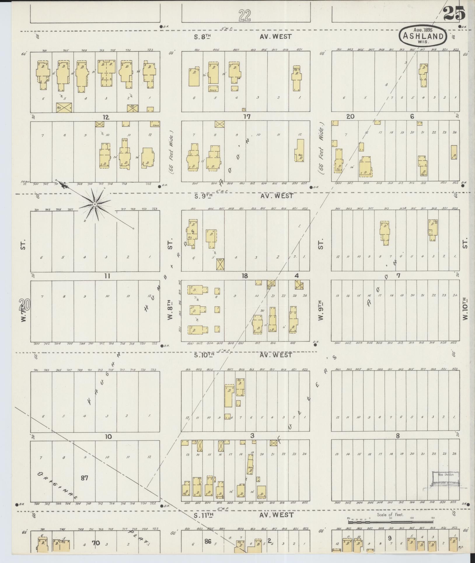 Sanborn Fire Insurance Map from Ashland, Ashland County, Wisconsin (1895), Sheet #0025 - Complete Map Set gallery image, historic Sanborn map, vintage wall art, Wisconsin Wisconsin