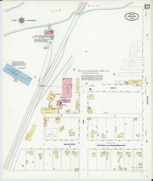 Sanborn Fire Insurance Map from Anoka, Anoka County, Minnesota (1911), Sheet #0012 - Historic Sanborn Fire Insurance Map Print, vintage old map wall art, antique decor, genealogy gift, Minnesota Minnesota map