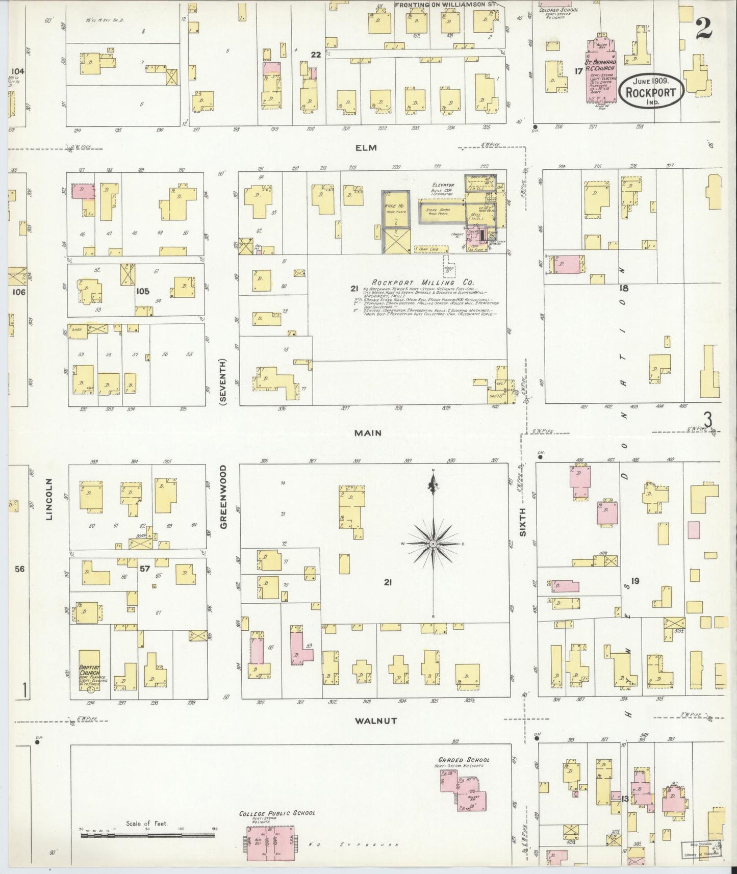 Sanborn Fire Insurance Map from Rockport, Spencer County, Indiana (1909), Sheet #0002 - Complete Map Set gallery image, historic Sanborn map, vintage wall art, Indiana Indiana