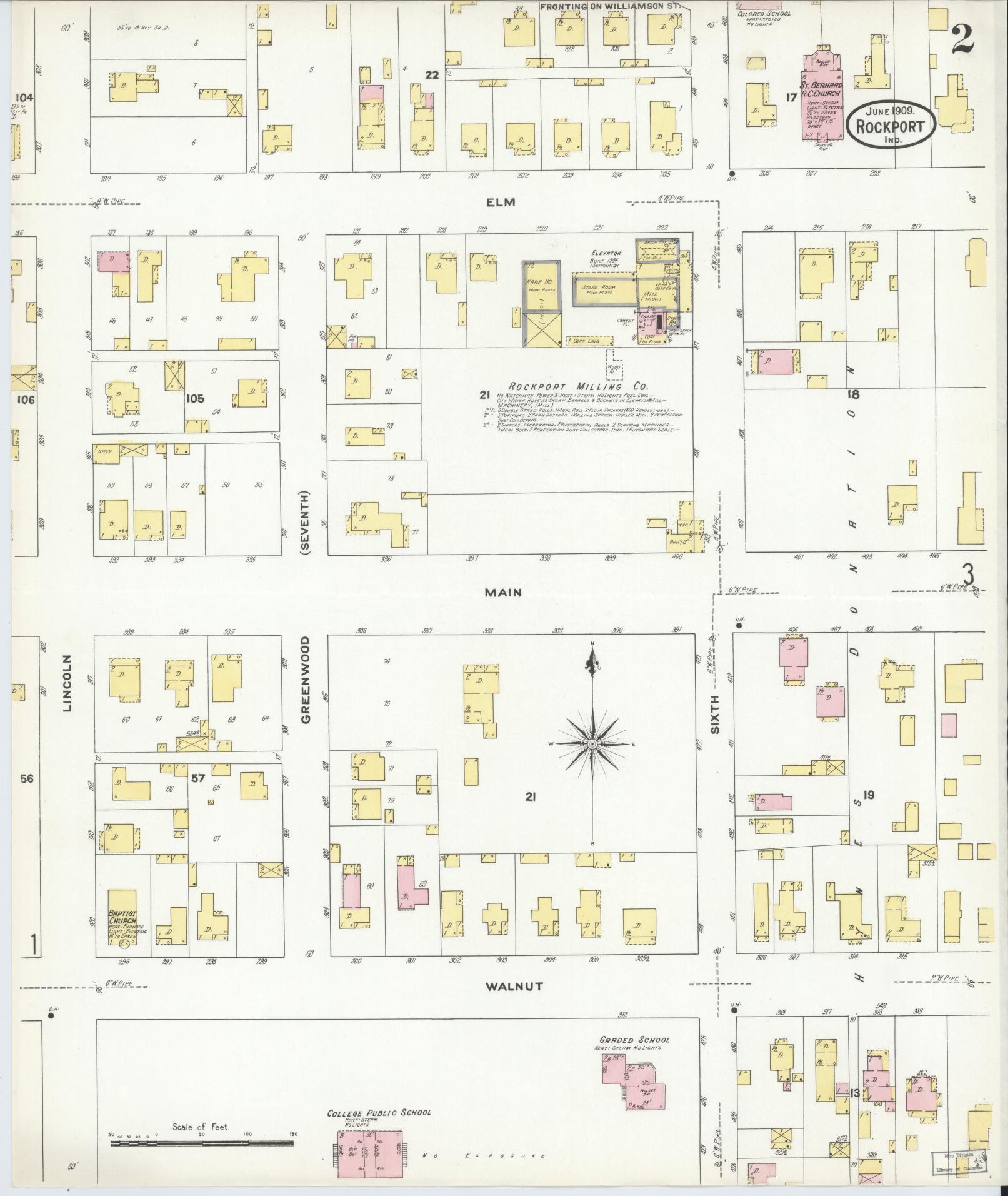 Sanborn Fire Insurance Map from Rockport, Spencer County, Indiana (1909), Sheet #0002 - Complete Map Set gallery image, historic Sanborn map, vintage wall art, Indiana Indiana