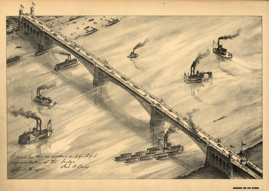 Pictorial St. Louis, the great metropolis of the Mississippi valley; a topographical survey drawn in perspective A.D. 1875, (1876) – Historic Bird’s-Eye View Panorama Print