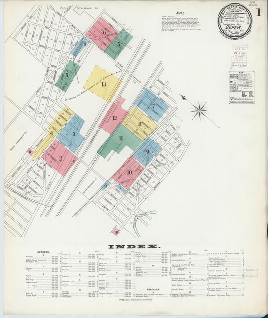 Sanborn Fire Insurance Map from Depew, Erie County, New York (1900), Sheet #0001 - Historic Sanborn Fire Insurance Map Print, vintage old map wall art, antique decor, genealogy gift, New York New York map