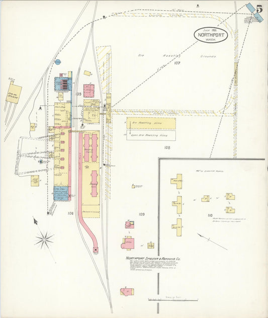 Sanborn Fire Insurance Map from Northport, Stevens County, Washington (1901), Sheet #0005 - Historic Sanborn Fire Insurance Map Print, vintage old map wall art, antique decor, genealogy gift, Washington Washington map