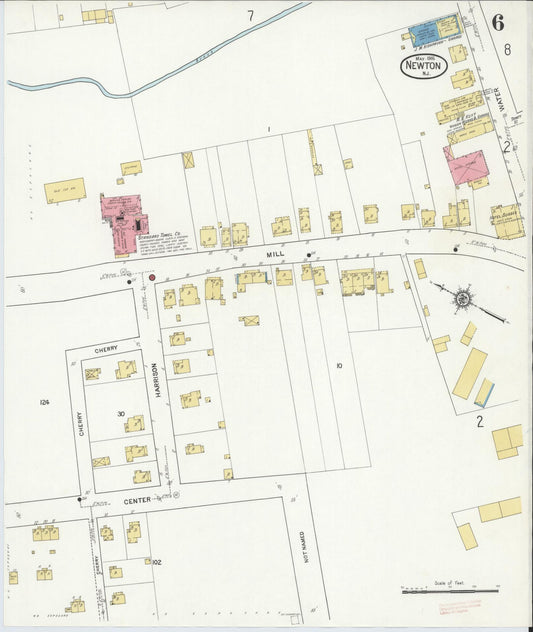Sanborn Fire Insurance Map from Newton, Sussex County, New Jersey (1916), Sheet #0006 - Historic Sanborn Fire Insurance Map Print, vintage old map wall art, antique decor, genealogy gift, New Jersey New Jersey map