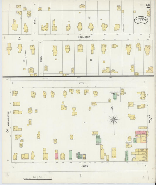 Sanborn Fire Insurance Map from Dundee, Yates County, New York (1898), Sheet #0002 - Historic Sanborn Fire Insurance Map Print, vintage old map wall art, antique decor, genealogy gift, New York New York map