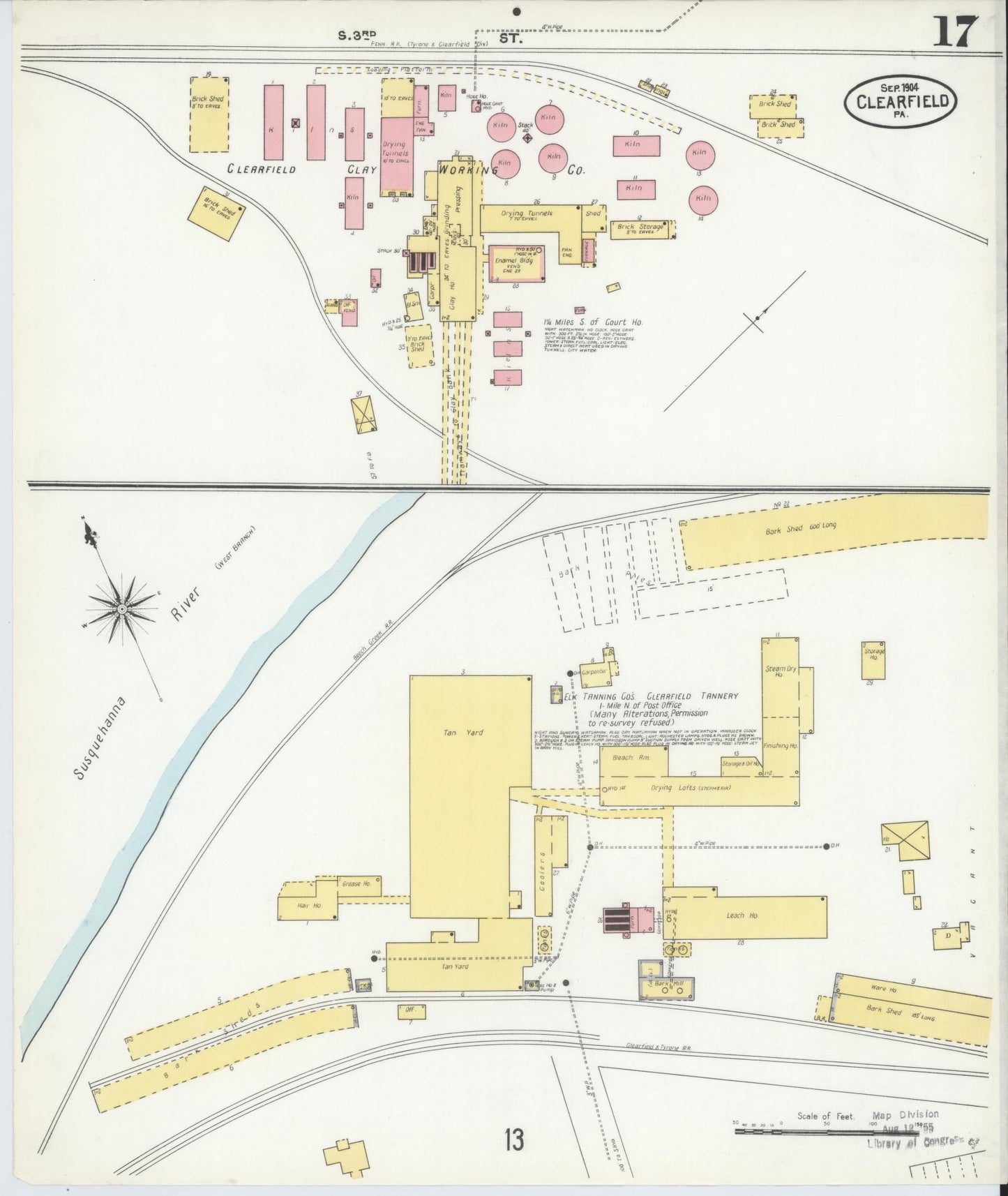 Sanborn Fire Insurance Map from Clearfield, Clearfield County, Pennsylvania (1904), Sheet #0017 - Historic Sanborn Fire Insurance Map Print, vintage old map wall art, antique decor, genealogy gift, Pennsylvania Pennsylvania map