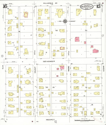 Sanborn Fire Insurance Map from Webster City, Hamilton County, Iowa (1923), Sheet #0015 - Historic Sanborn Fire Insurance Map Print, vintage old map wall art