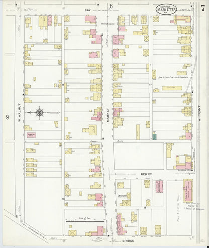 Sanborn Fire Insurance Map from Marietta, Lancaster County, Pennsylvania (1909), Sheet #0007 - Complete Map Set gallery image, historic Sanborn map, vintage wall art, Pennsylvania Pennsylvania