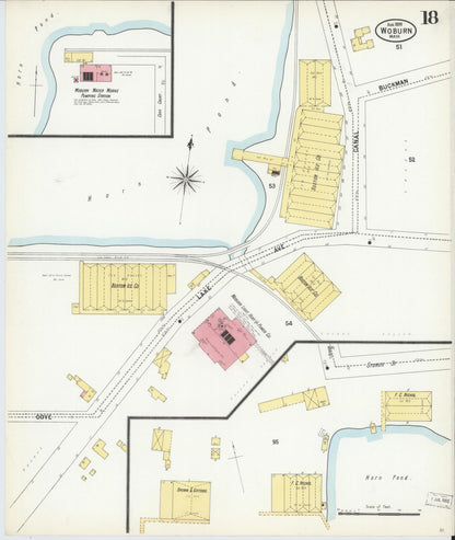 Sanborn Fire Insurance Map from Woburn, Middlesex County, Massachusetts (1899), Sheet #0018 - Historic Sanborn Fire Insurance Map Print, vintage old map wall art, antique decor, genealogy gift, Massachusetts Massachusetts map