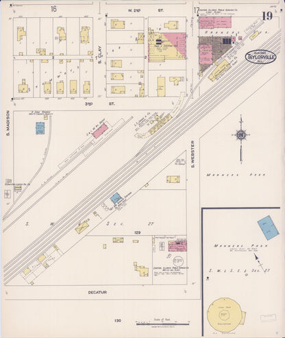 Sanborn Fire Insurance Map from Taylorville, Christian County, Illinois (1922), Sheet #0019 - Historic Sanborn Fire Insurance Map Print, vintage old map wall art, antique decor, genealogy gift, Illinois Illinois map