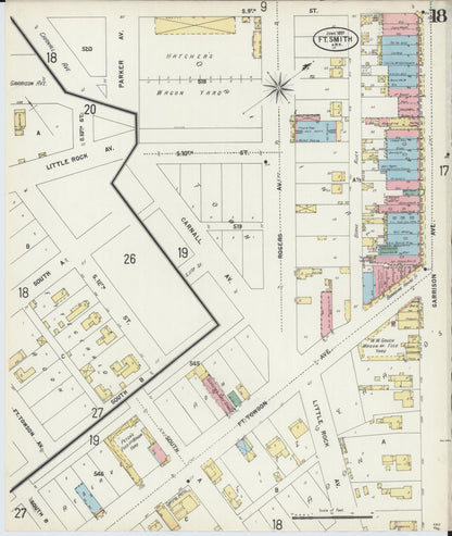 Sanborn Fire Insurance Map from Fort Smith, Sebastian County, Arkansas (1897), Sheet #0018 - Complete Map Set gallery image, historic Sanborn map, vintage wall art, Arkansas Arkansas