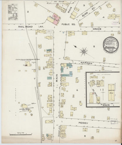 Sanborn Fire Insurance Map from Chester, Morris County, New Jersey (1886), Sheet #0001 - Historic Sanborn Fire Insurance Map Print, vintage old map wall art, antique decor, genealogy gift, New Jersey New Jersey map