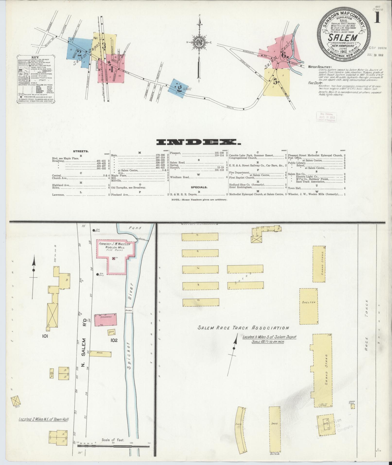 Sanborn Fire Insurance Map from Salem, Rockingham County, New Hampshire. (1912) – Historic Sanborn Fire Insurance Map Print