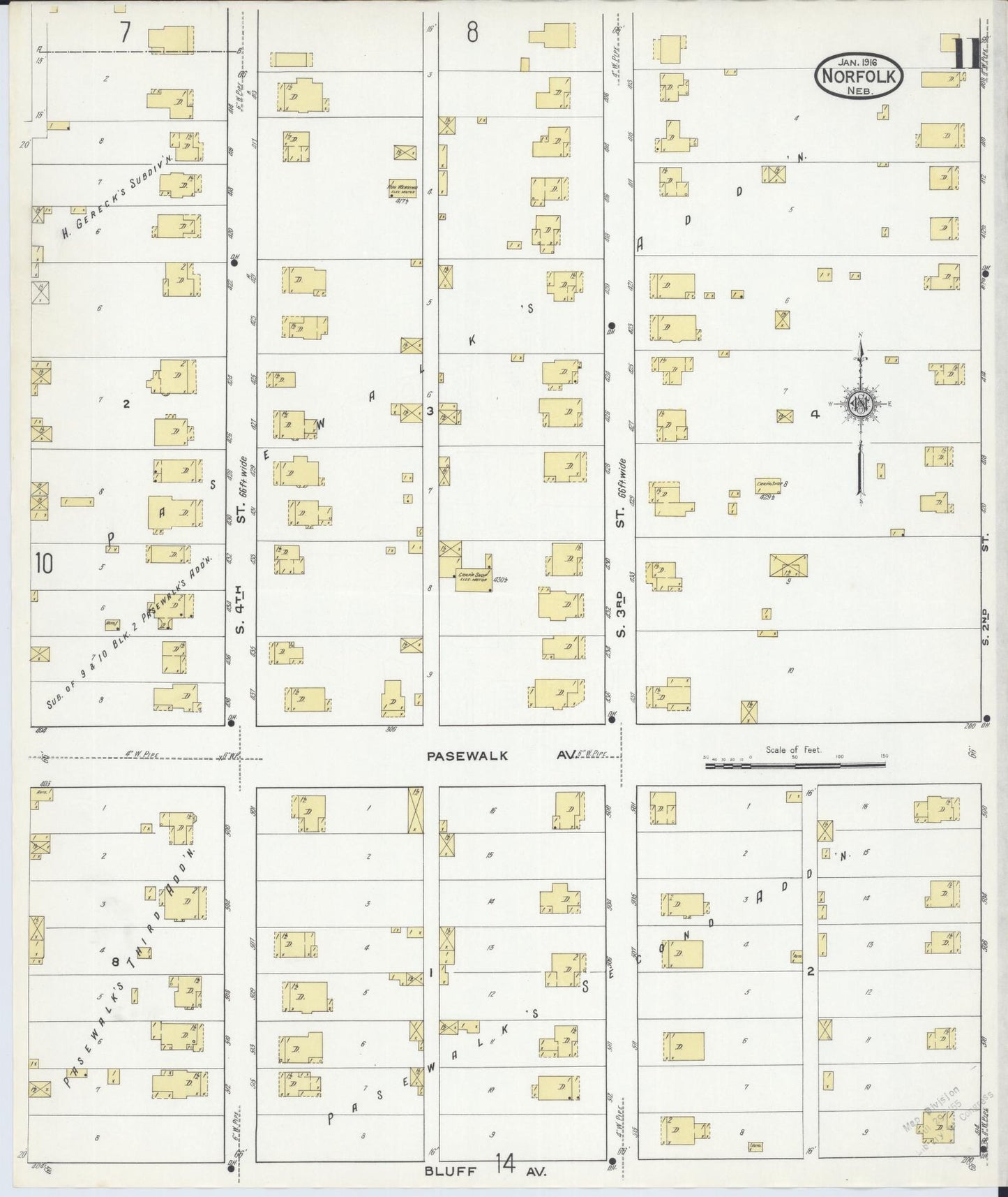 Sanborn Fire Insurance Map from Norfolk, Madison County, Nebraska (1916), Sheet #0011 - Complete Map Set gallery image, historic Sanborn map, vintage wall art, Nebraska Nebraska