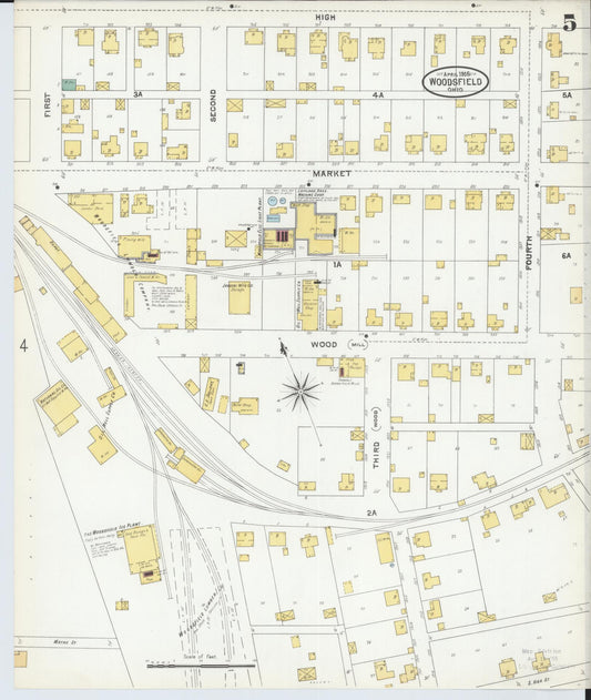 Sanborn Fire Insurance Map from Woodsfield, Monroe County, Ohio (1905), Sheet #0005 - Historic Sanborn Fire Insurance Map Print, vintage old map wall art, antique decor, genealogy gift, Ohio Ohio map