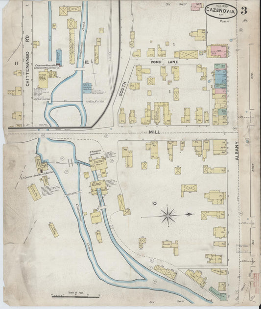 Sanborn Fire Insurance Map from Cazenovia, Madison County, New York (1890), Sheet #0003 - Historic Sanborn Fire Insurance Map Print, vintage old map wall art, antique decor, genealogy gift, New York New York map