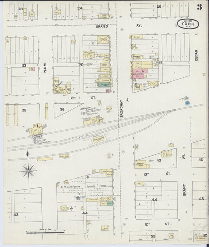 Sanborn Fire Insurance Map from York, York County, Nebraska (1889), Sheet #0003 - Complete Map Set gallery image, historic Sanborn map, vintage wall art, Nebraska Nebraska