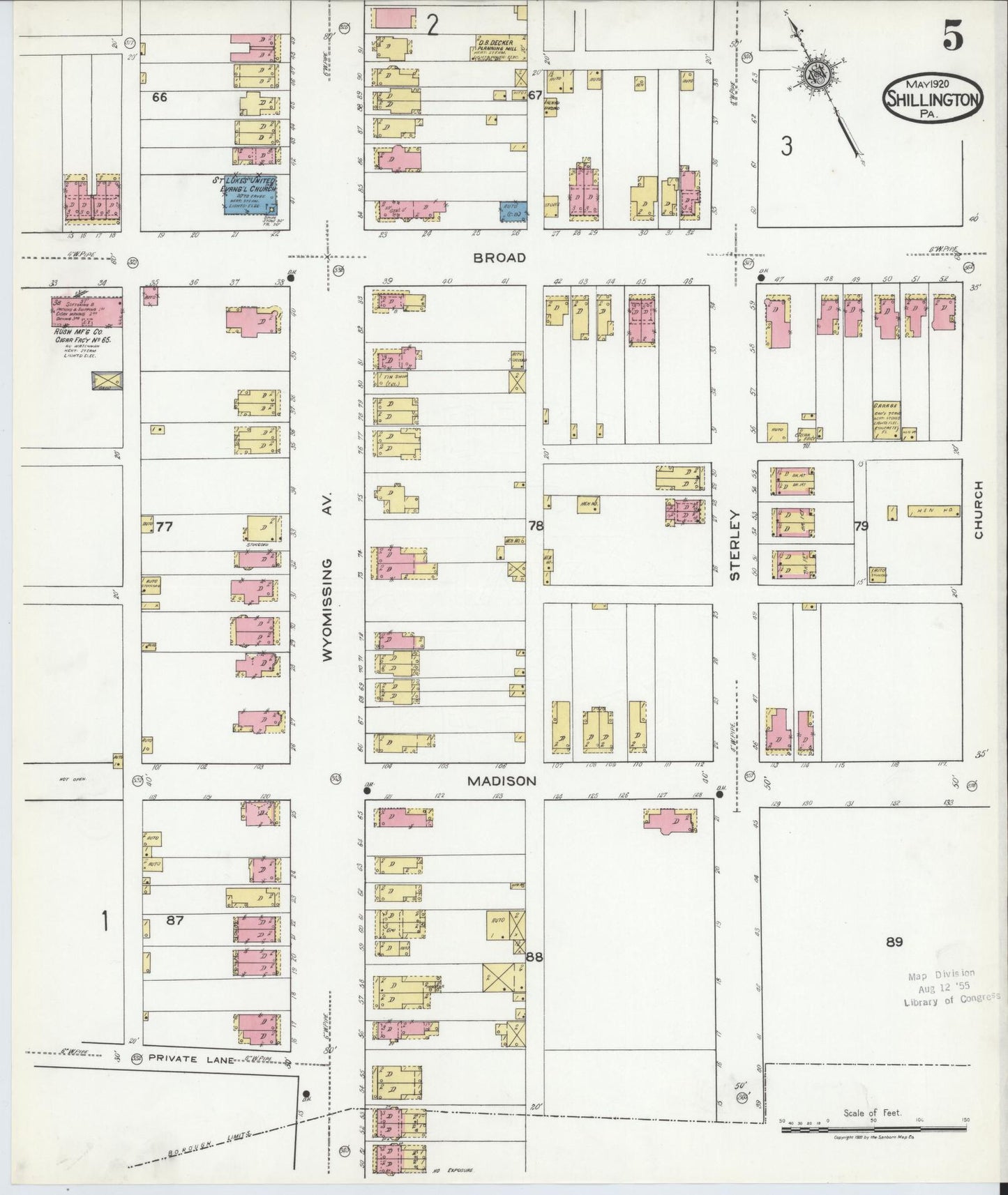 Sanborn Fire Insurance Map from Shillington, Berks County, Pennsylvania (1920), Sheet #0005 - Complete Map Set gallery image, historic Sanborn map, vintage wall art, Pennsylvania Pennsylvania
