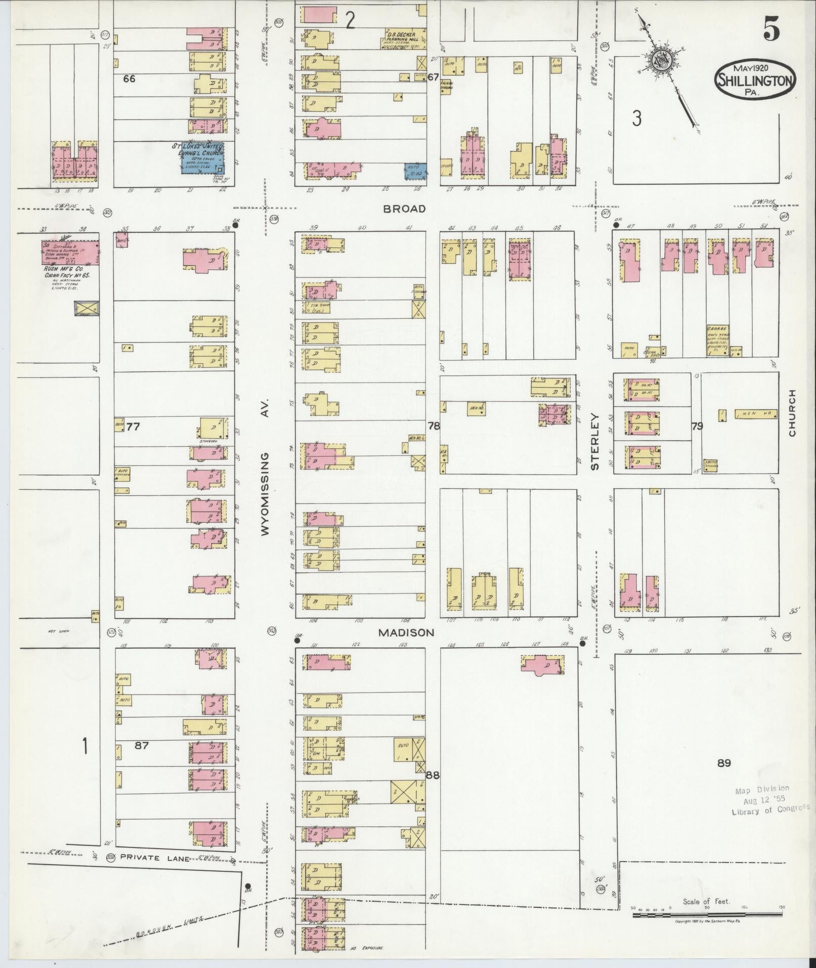 Sanborn Fire Insurance Map from Shillington, Berks County, Pennsylvania (1920), Sheet #0005 - Complete Map Set gallery image, historic Sanborn map, vintage wall art, Pennsylvania Pennsylvania