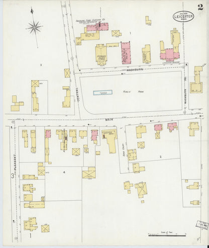 Sanborn Fire Insurance Map from Leicester, Worcester County, Massachusetts (1889), Sheet #0002 - Complete Map Set gallery image, historic Sanborn map, vintage wall art, Massachusetts Massachusetts