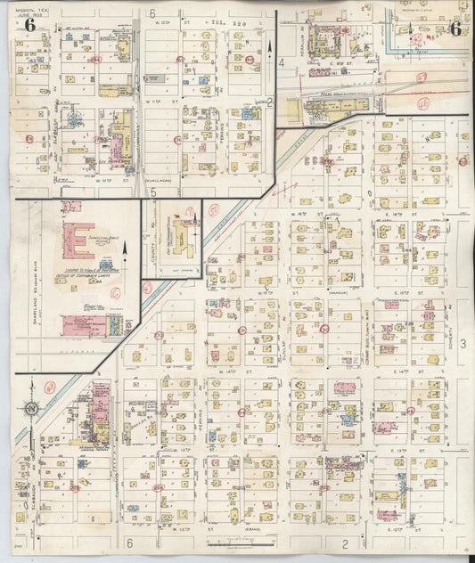 Sanborn Fire Insurance Map from Mission, Hidalgo County, Texas (1949), Sheet #0006 - Historic Sanborn Fire Insurance Map Print, vintage old map wall art, antique decor, genealogy gift, Texas Texas map