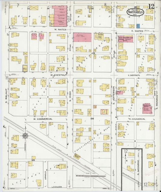 Sanborn Fire Insurance Map from Hartford City, Blackford County, Indiana (1920), Sheet #0012 - Historic Sanborn Fire Insurance Map Print, vintage old map wall art, antique decor, genealogy gift, Indiana Indiana map