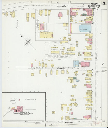 Sanborn Fire Insurance Map from Woodbury, Gloucester County, New Jersey (1896), Sheet #0003 - Complete Map Set gallery image, historic Sanborn map, vintage wall art, New Jersey New Jersey