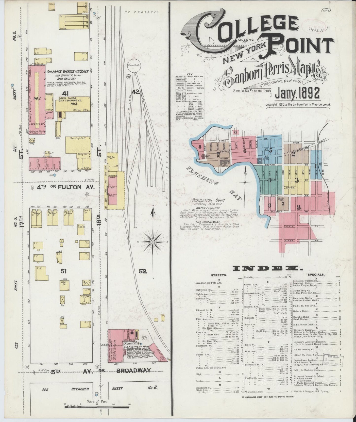 Sanborn Fire Insurance Map from College Point, Queens County, New York. (1892) – Historic Sanborn Fire Insurance Map Print