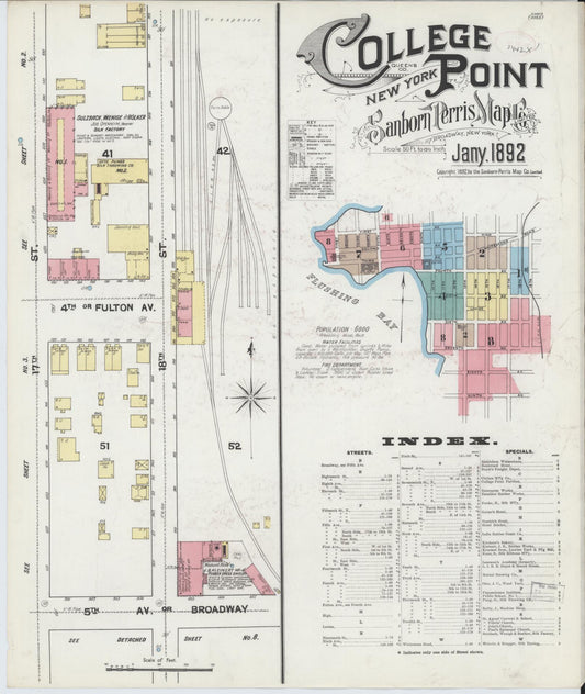 Sanborn Fire Insurance Map from College Point, Queens County, New York. (1892) – Historic Sanborn Fire Insurance Map Print