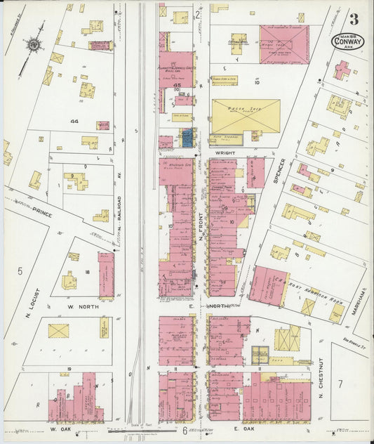 Sanborn Fire Insurance Map from Conway, Faulkner County, Arkansas (1919), Sheet #0003 - Historic Sanborn Fire Insurance Map Print, vintage old map wall art, antique decor, genealogy gift, Arkansas Arkansas map