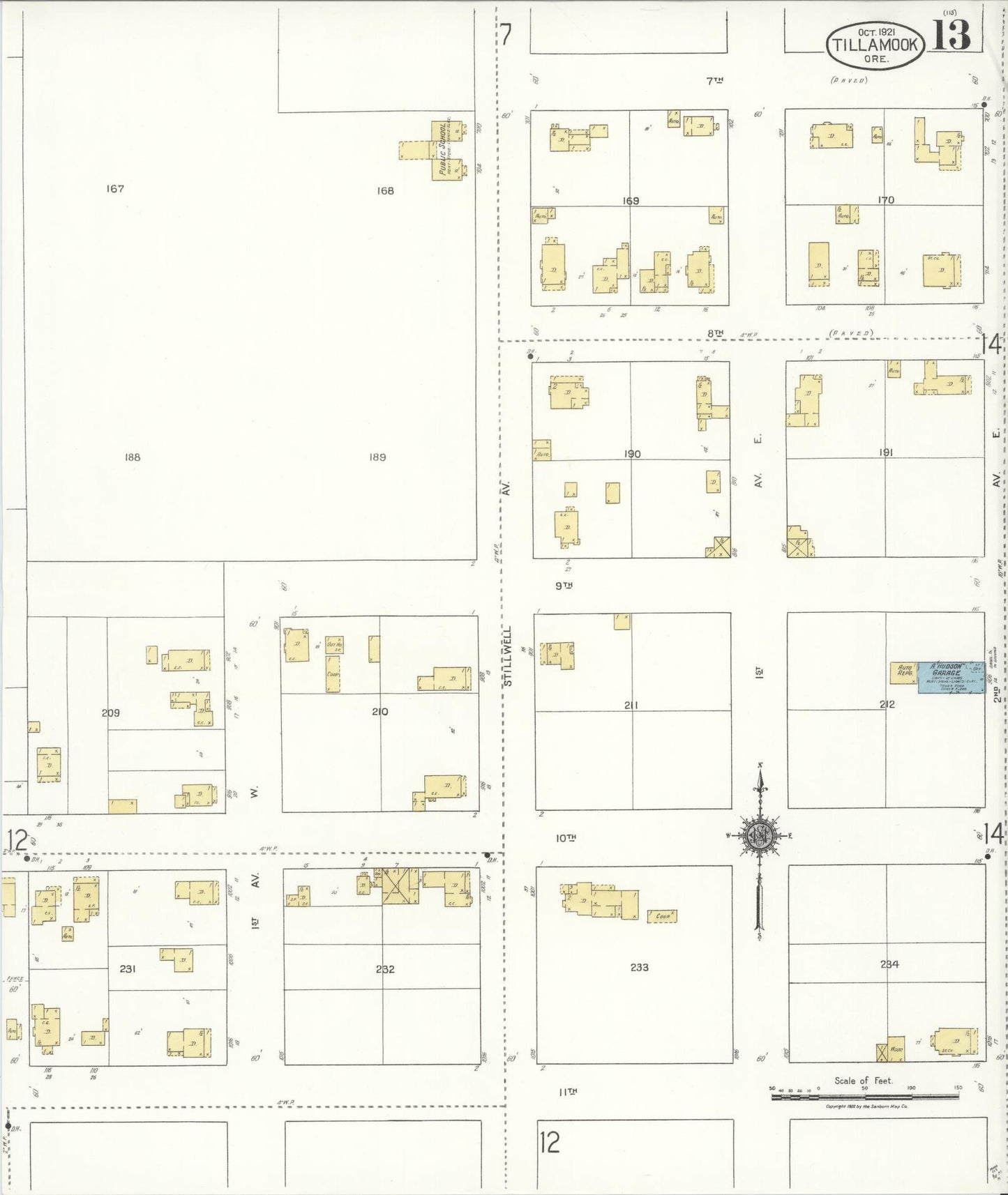 Sanborn Fire Insurance Map from Tillamook, Tillamook County, Oregon (1921), Sheet #0013 - Complete Map Set gallery image, historic Sanborn map, vintage wall art, Oregon Oregon