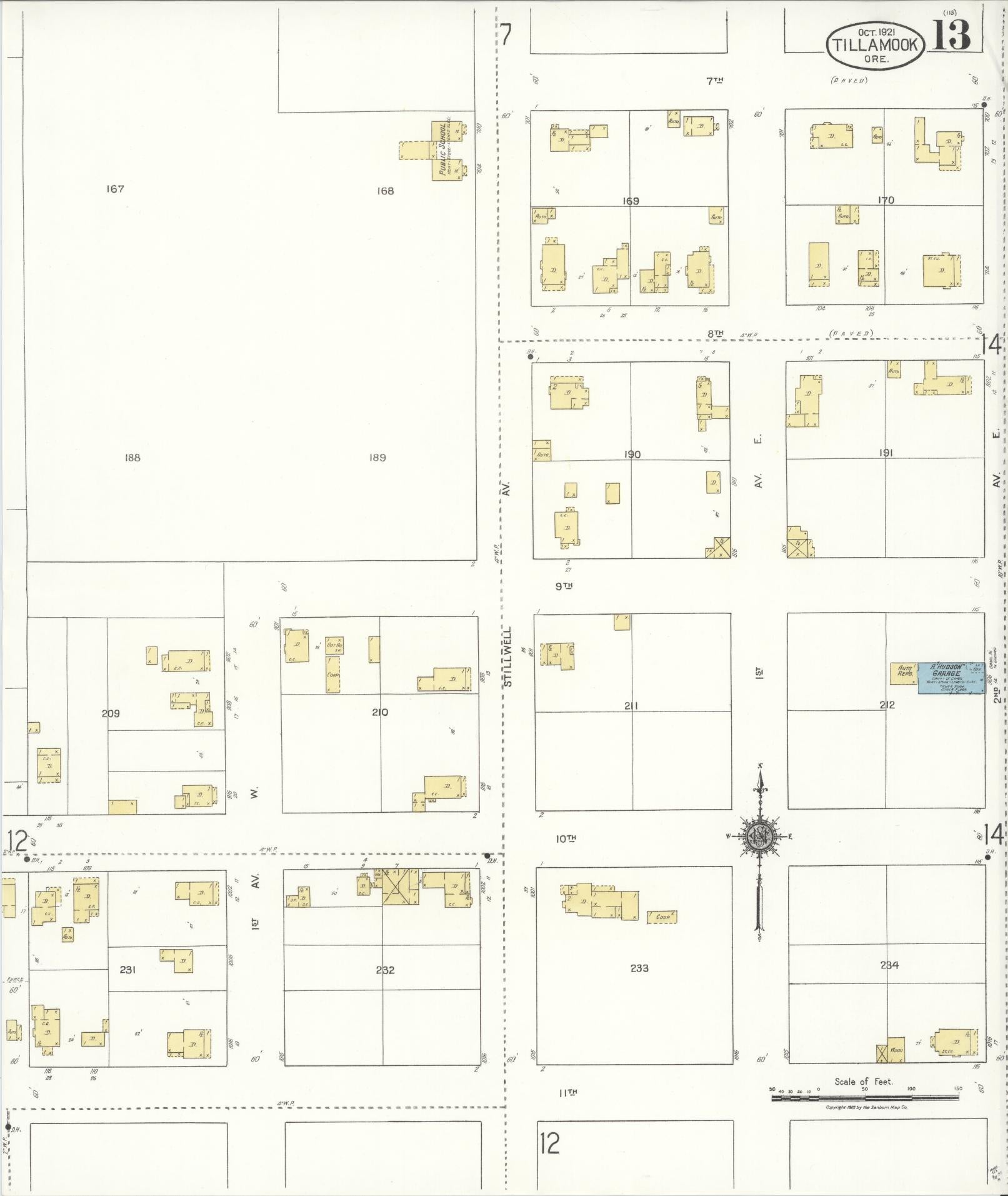 Sanborn Fire Insurance Map from Tillamook, Tillamook County, Oregon (1921), Sheet #0013 - Complete Map Set gallery image, historic Sanborn map, vintage wall art, Oregon Oregon