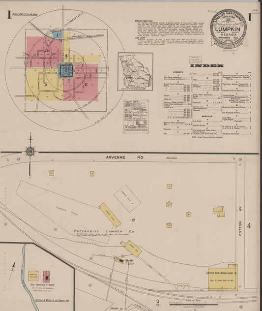 Sanborn Fire Insurance Map from Lumpkin, Stewart County, Georgia (1922), Sheet #0001 - Complete Map Set gallery image, historic Sanborn map, vintage wall art, Georgia Georgia