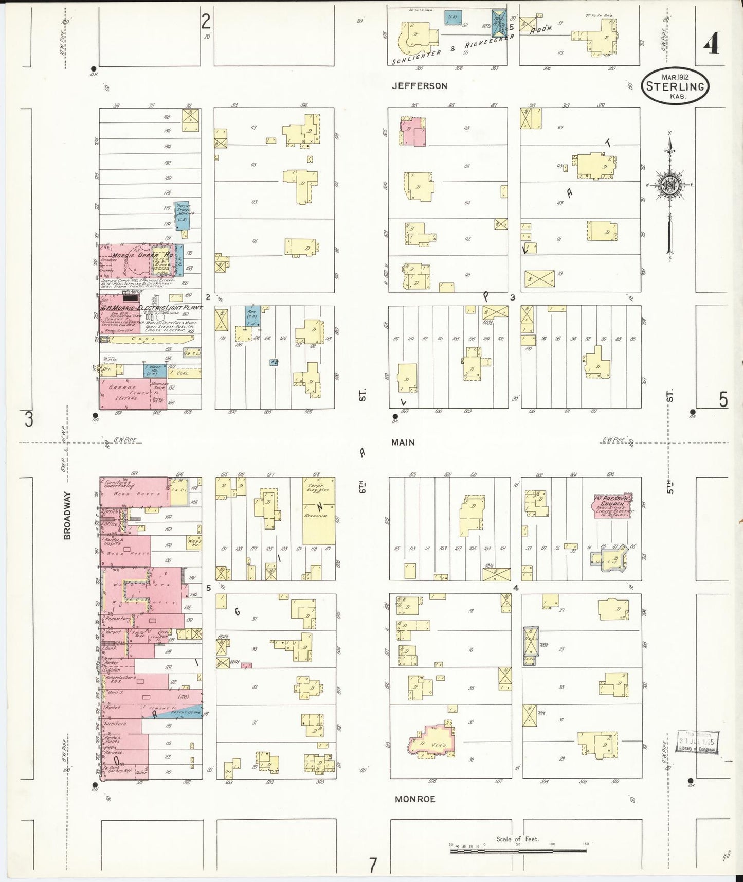 Sanborn Fire Insurance Map from Sterling, Rice County, Kansas (1912), Sheet #0004 - Complete Map Set gallery image, historic Sanborn map, vintage wall art, Kansas Kansas