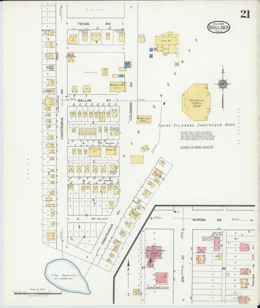 Sanborn Fire Insurance Map from Boulder, Boulder County, Colorado (1918), Sheet #0021 - Historic Sanborn Fire Insurance Map Print, vintage old map wall art, antique decor, genealogy gift, Colorado Colorado map