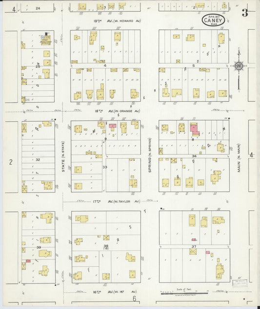 Sanborn Fire Insurance Map from Caney, Montgomery County, Kansas (1917), Sheet #0003 - Historic Sanborn Fire Insurance Map Print, vintage old map wall art, antique decor, genealogy gift, Kansas Kansas map