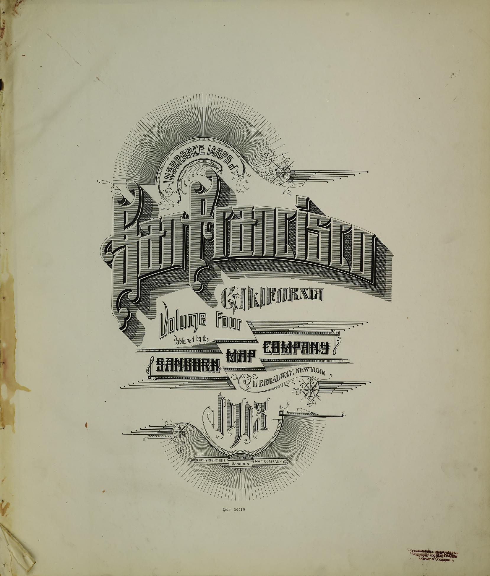 Sanborn Fire Insurance Map from San Francisco, San Francisco County, California (1913), Sheet #0001 - Complete Map Set gallery image, historic Sanborn map, vintage wall art, California California