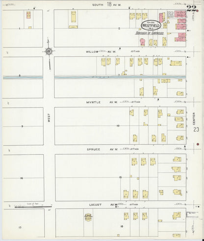 Sanborn Fire Insurance Map from Westfield, Union County, New Jersey (1916), Sheet #0022 - Complete Map Set gallery image, historic Sanborn map, vintage wall art, New Jersey New Jersey