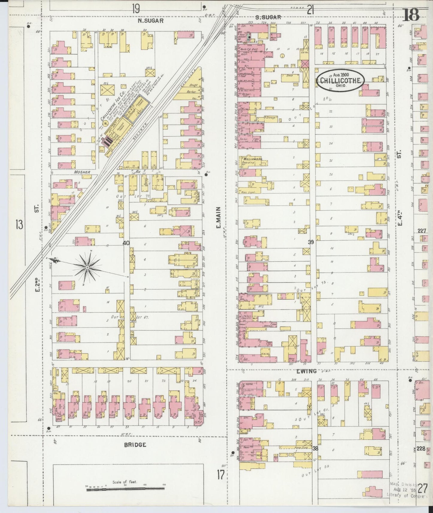 Sanborn Fire Insurance Map from Chillicothe, Ross County, Ohio (1900), Sheet #0018 - Historic Sanborn Fire Insurance Map Print, vintage old map wall art, antique decor, genealogy gift, Ohio Ohio map