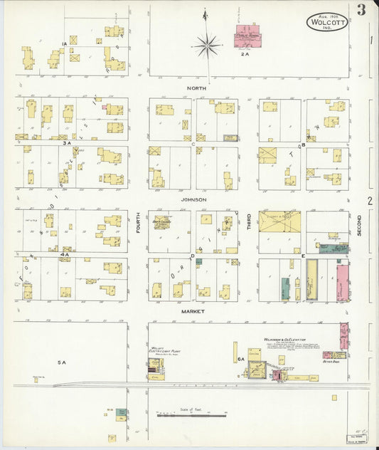 Sanborn Fire Insurance Map from Wolcott, White County, Indiana (1909), Sheet #0003 - Historic Sanborn Fire Insurance Map Print, vintage old map wall art, antique decor, genealogy gift, Indiana Indiana map