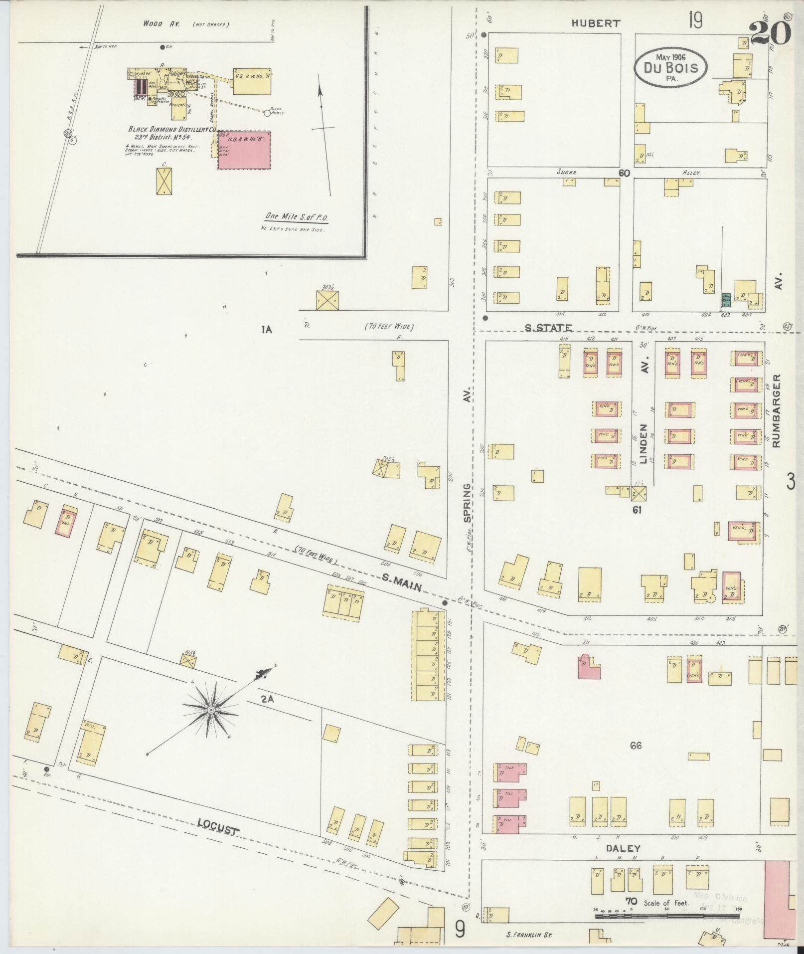 Sanborn Fire Insurance Map from Du Bois, Clearfield County, Pennsylvania (1906), Sheet #0020 - Historic Sanborn Fire Insurance Map Print, vintage old map wall art, antique decor, genealogy gift, Pennsylvania Pennsylvania map