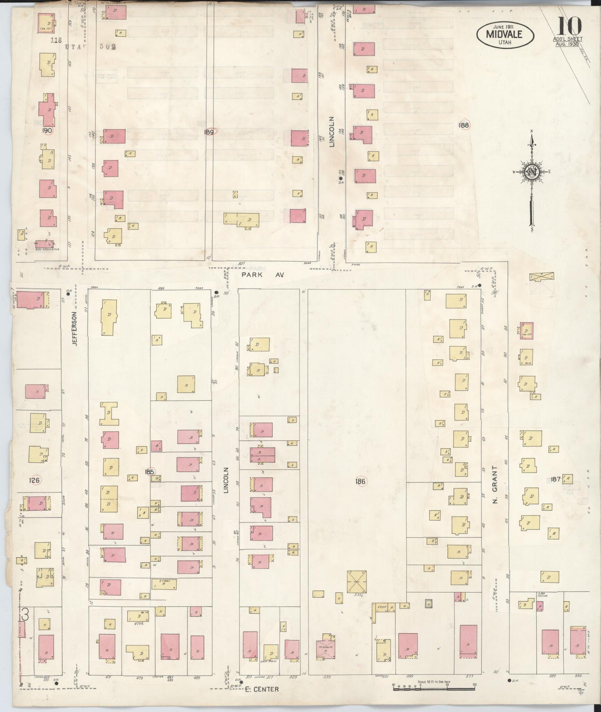 Sanborn Fire Insurance Map from Midvale, Salt Lake County, Utah (1942), Sheet #0010 - Historic Sanborn Fire Insurance Map Print, vintage old map wall art, antique decor, genealogy gift, Utah Utah map