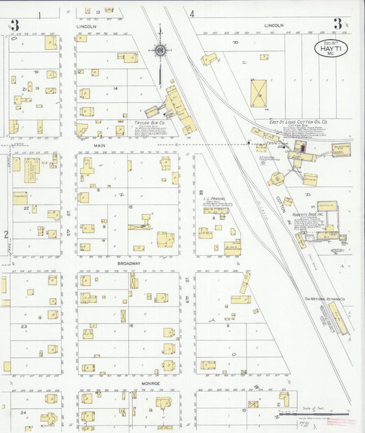 Sanborn Fire Insurance Map from Hayti, Pemiscot County, Missouri (1927), Sheet #0003 - Historic Sanborn Fire Insurance Map Print, vintage old map wall art, antique decor, genealogy gift, Missouri Missouri map