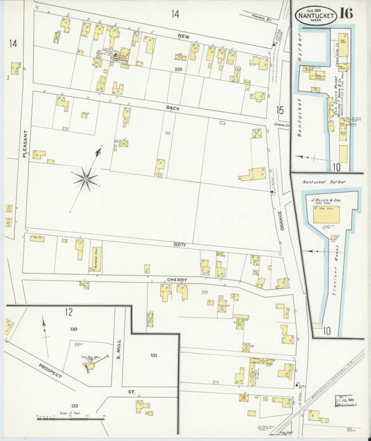 Sanborn Fire Insurance Map from Nantucket, Nantucket County, Massachusetts (1909), Sheet #0016 - Historic Sanborn Fire Insurance Map Print, vintage old map wall art, antique decor, genealogy gift, Massachusetts Massachusetts map