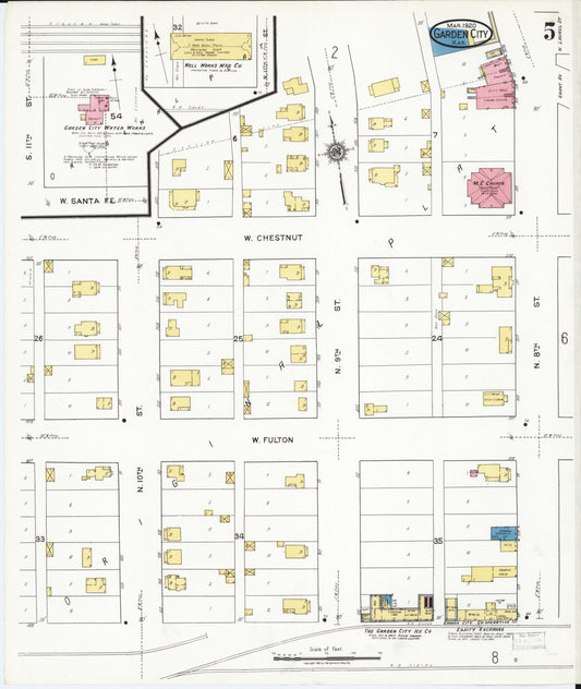 Sanborn Fire Insurance Map from Garden City, Finney County, Kansas (1920), Sheet #0005 - Historic Sanborn Fire Insurance Map Print, vintage old map wall art, antique decor, genealogy gift, Kansas Kansas map