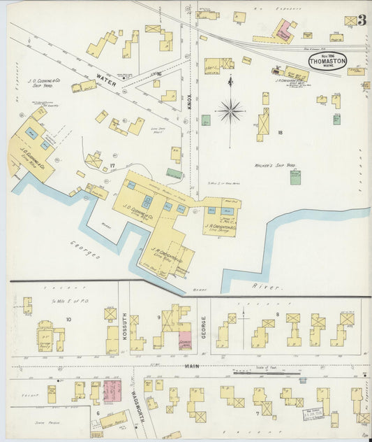Sanborn Fire Insurance Map from Thomaston, Knox County, Maine (1896), Sheet #0003 - Historic Sanborn Fire Insurance Map Print, vintage old map wall art, antique decor, genealogy gift, Maine Maine map